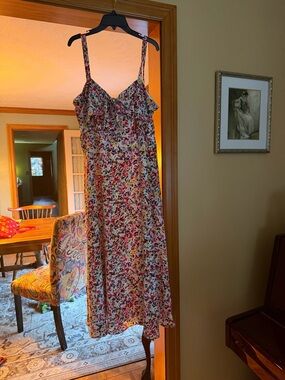 Jordan Floral Strapless Midi Dress in White, Red, Yellow and Blue